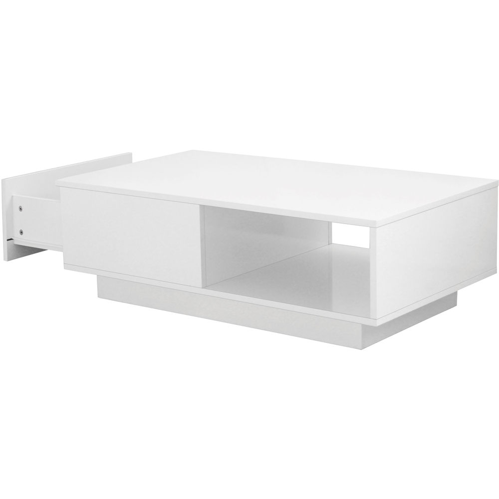 Comfy Living Single Shelf Single Drawer White High Gloss Contemporary LED Coffee Table Image 2