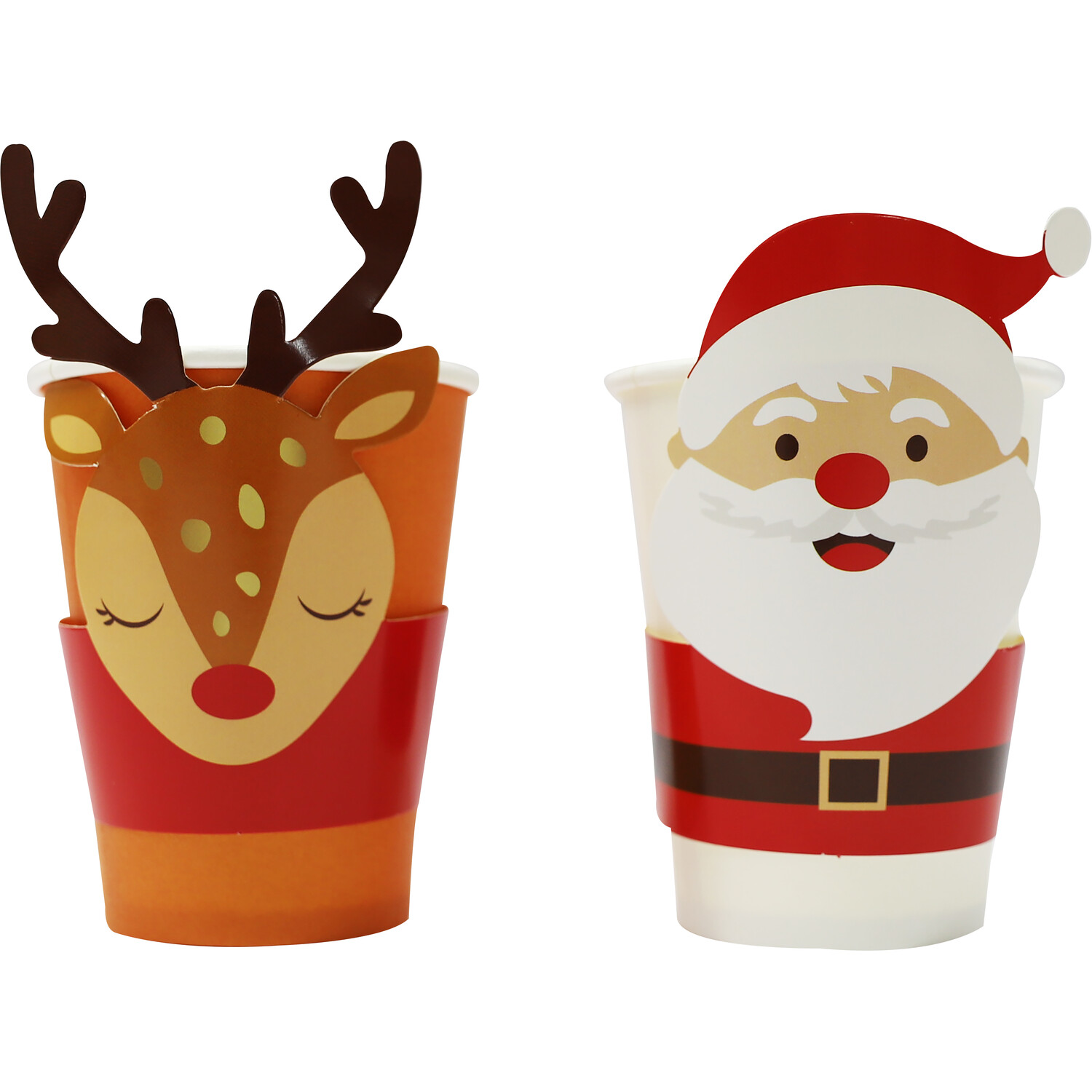 Pack of 8 Santa or Reindeer Cups - Multicolour Image 1