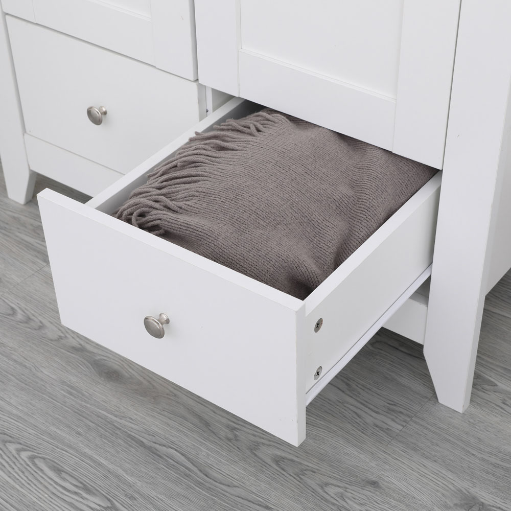 FurnitureHMD 2 Door 2 Drawer White Wooden Wardrobe Image 5