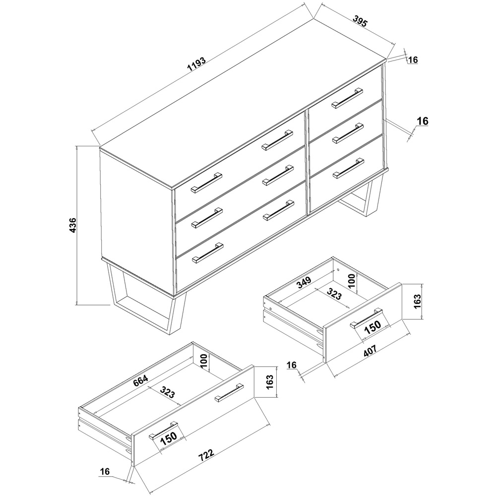 Core Products Texas 6 Drawer Antique Wax Pine Wide Chest of Drawers Image 6