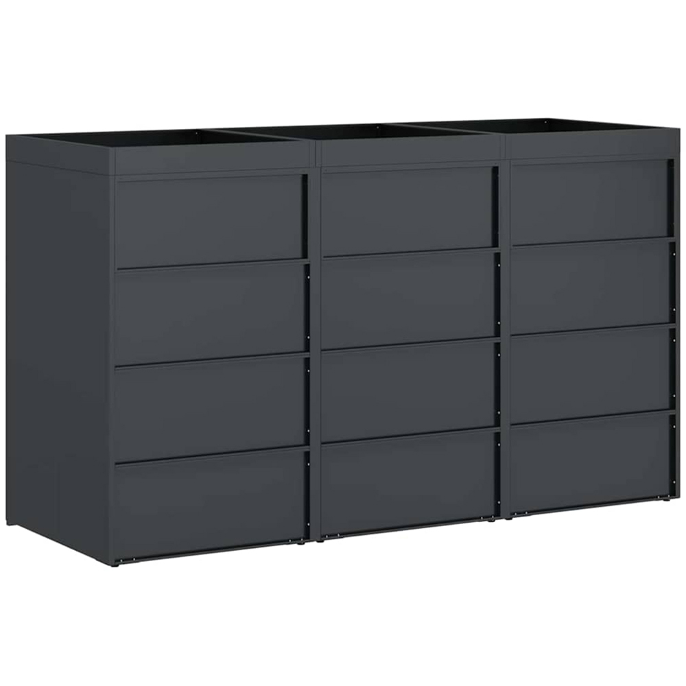 vidaXL Anthracite 3 Wheelie Bin Storage Shed with Stainless Steel Door and Planter Roof Image 5