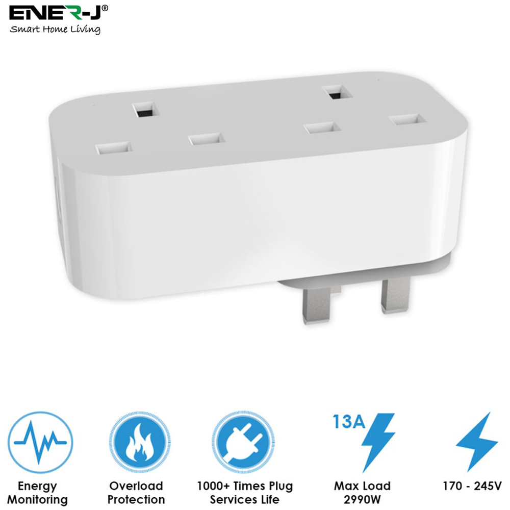 ENER-J Twin 13A Smart Plug with Energy Monitor Image 2