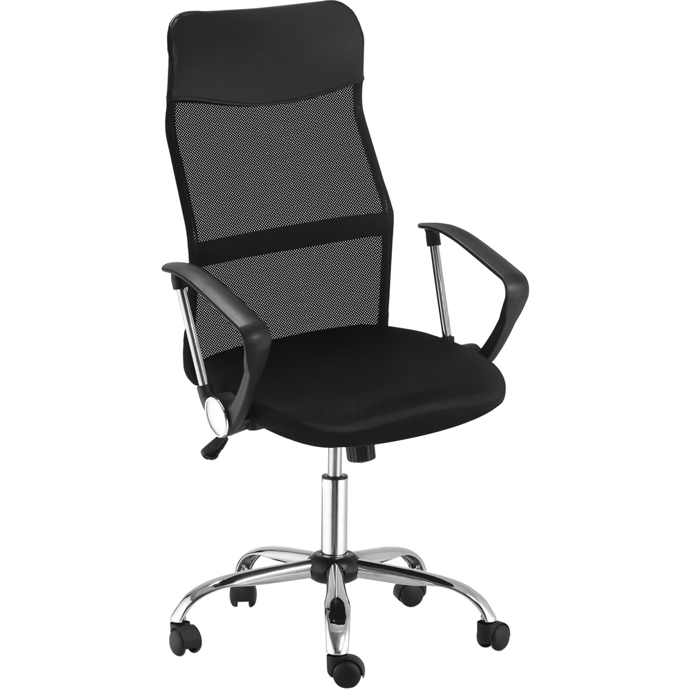 Portland Black Faux Leather and Mesh Swivel Office Chair Image 2
