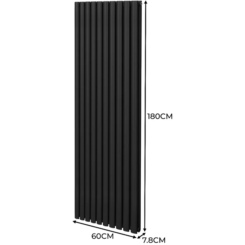 Monster Shop 8026BTU Black Oval Column Radiator and Valves 1800 x 600mm Image 6