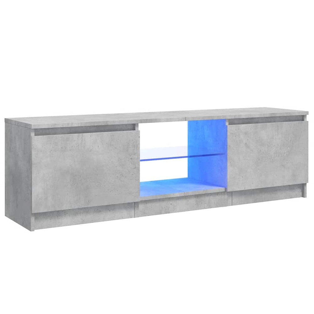 vidaXL 2 Door 2 Shelf Concrete Grey TV Cabinet with LED Lights Image 3