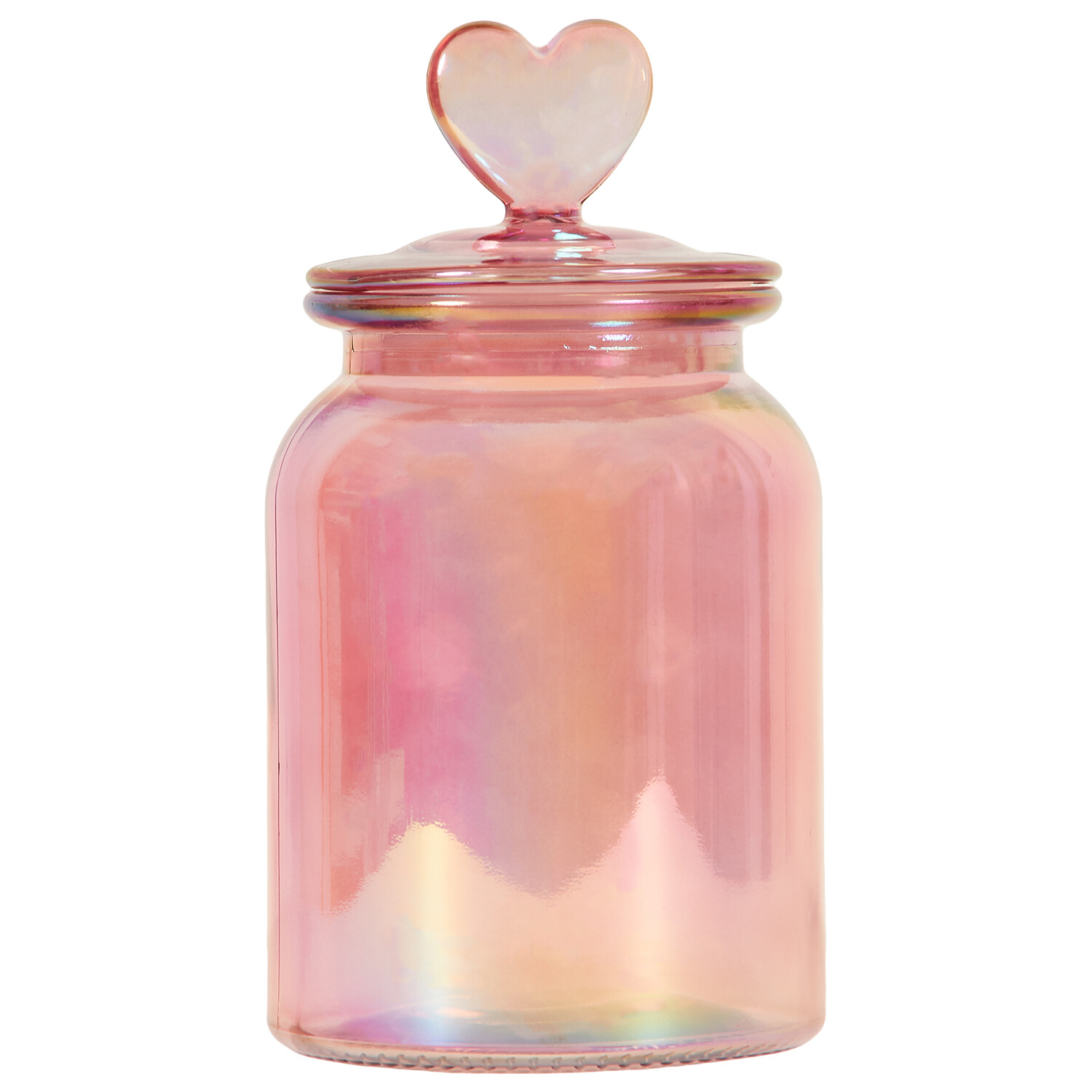 Glass Lustre Coating Heart Lid Jar - Pink / 1l Image 1