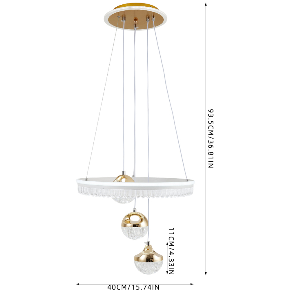 Living and Home Gold and Clear Acrylic LED Pendant Light 60W Image 8