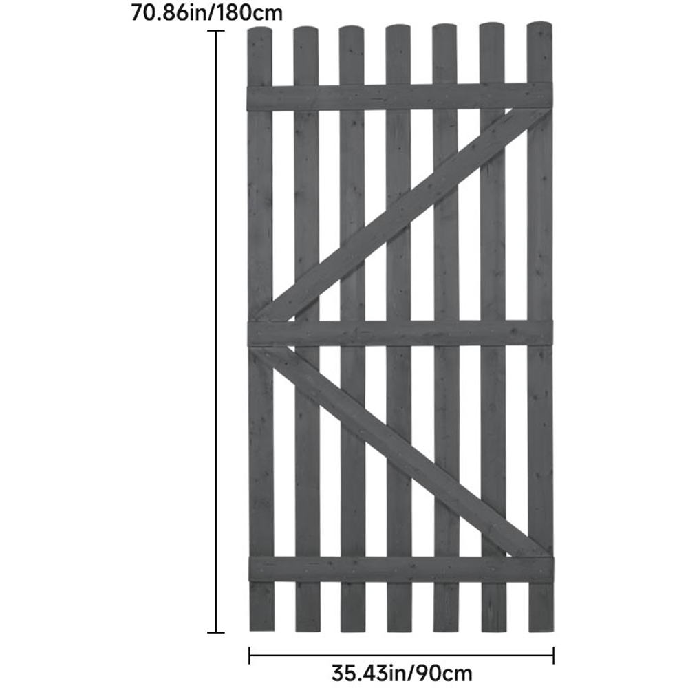 Living and Home Grey Vintage Pine Wood Garden Gate with Latch 914 x 1778mm Image 9