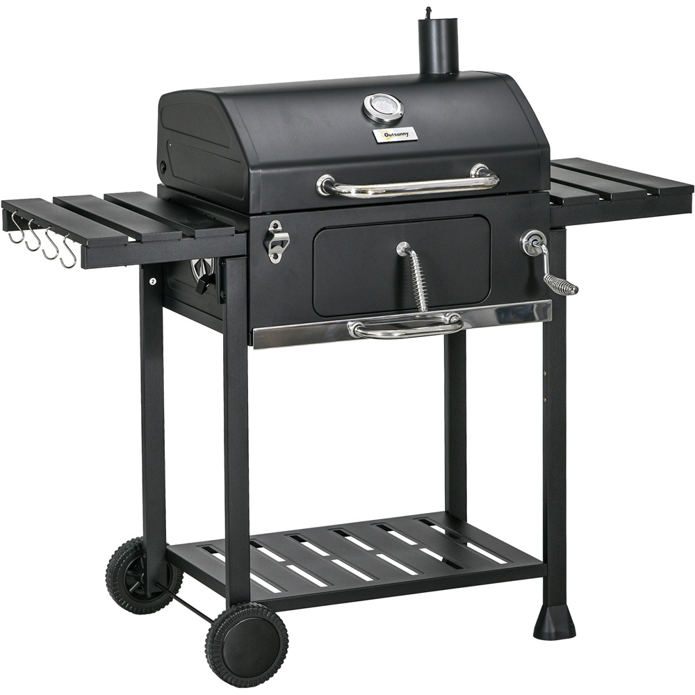 Outsunny Charcoal Barbecue Grill Trolley with Thermometer Image 1