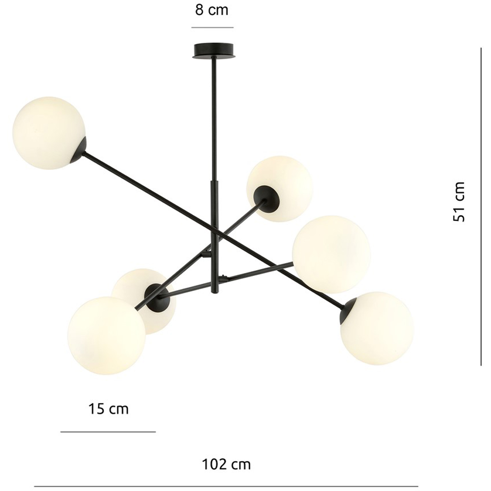 Emibig Linear 6 Light White Shade Black Pendant Lamp Image 9