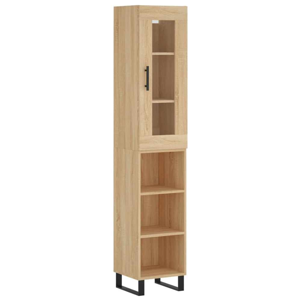 vidaXL Single Glass Door 3 Shelf Sonoma Oak Highboard Image 2
