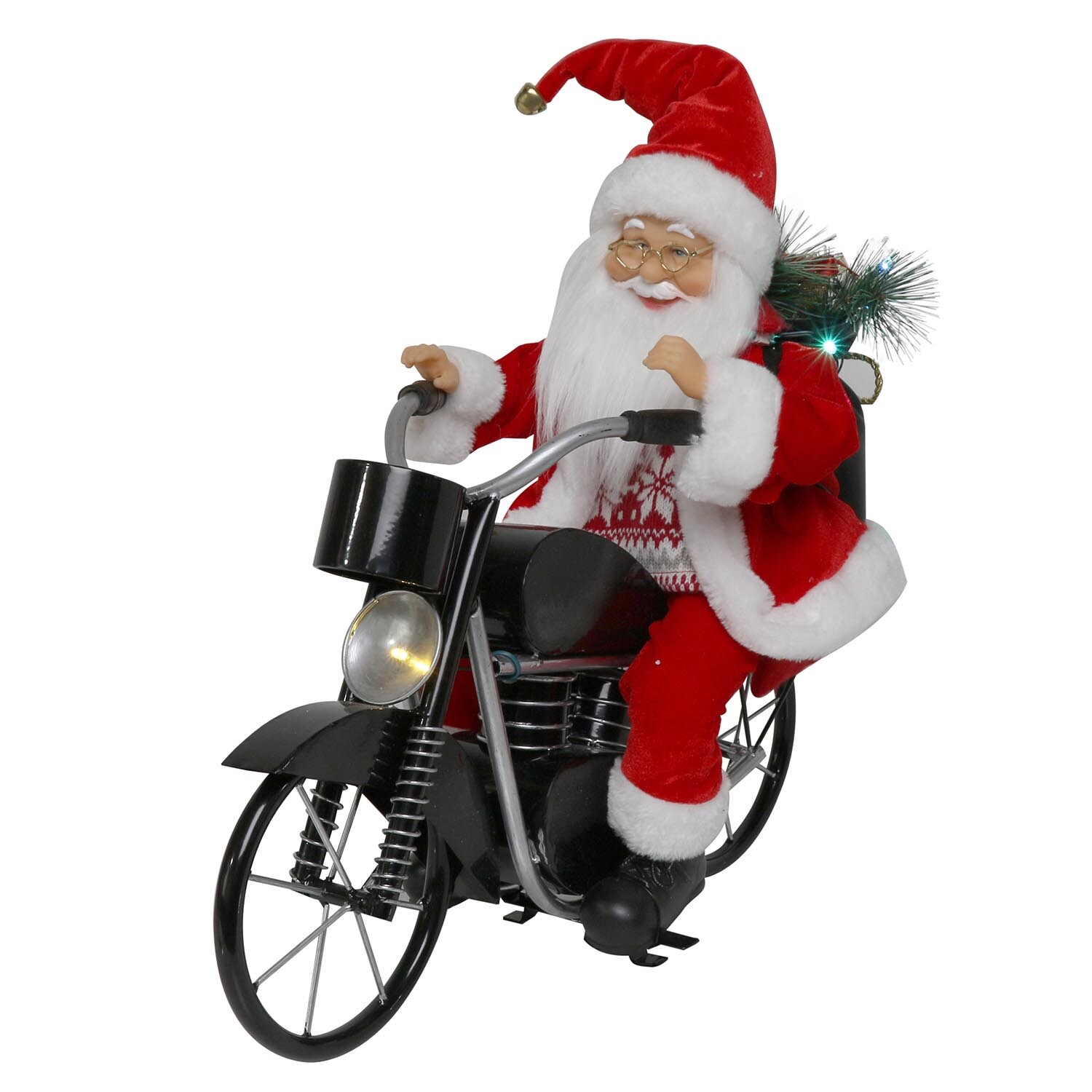 Musical Santa Riding Motorbike - Red Image 2