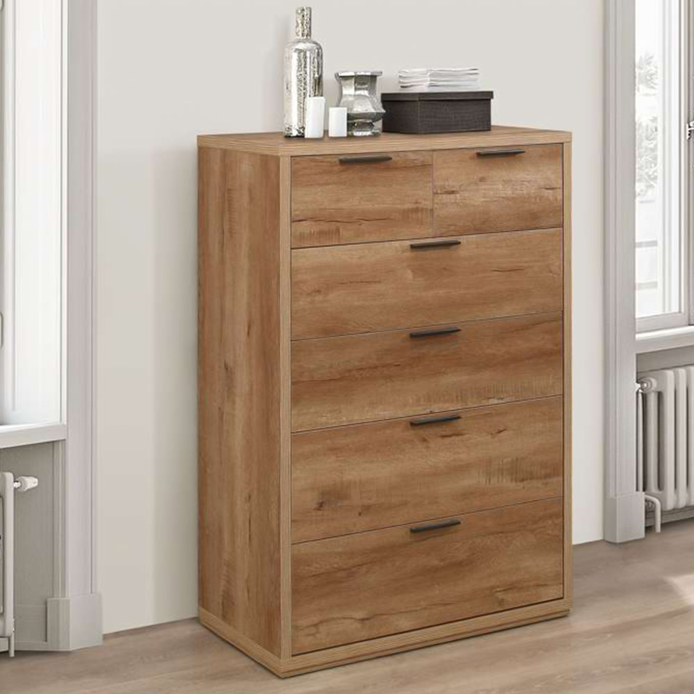Stockwell 6 Drawer Brown Chest of Drawers Image 1