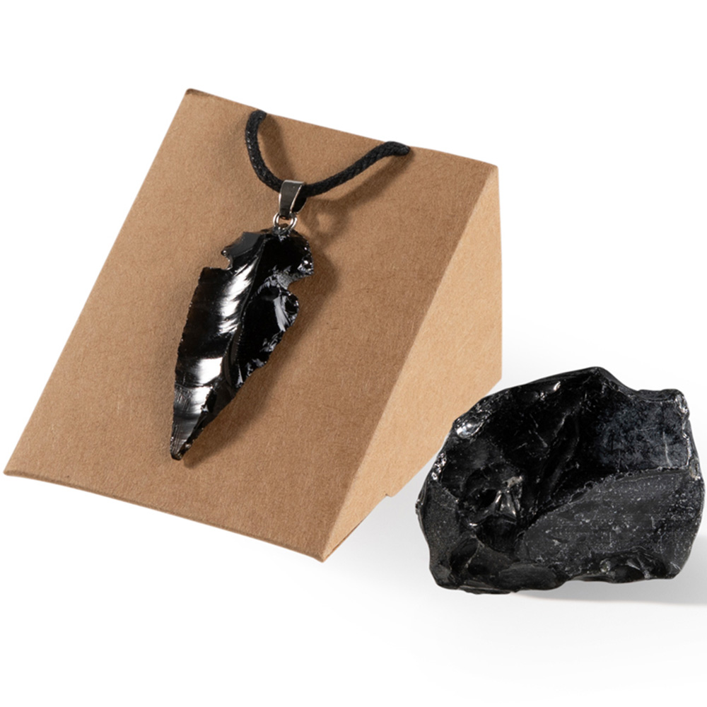 Myga Black Obsidian Stone and Pendant Gift Set Image 2