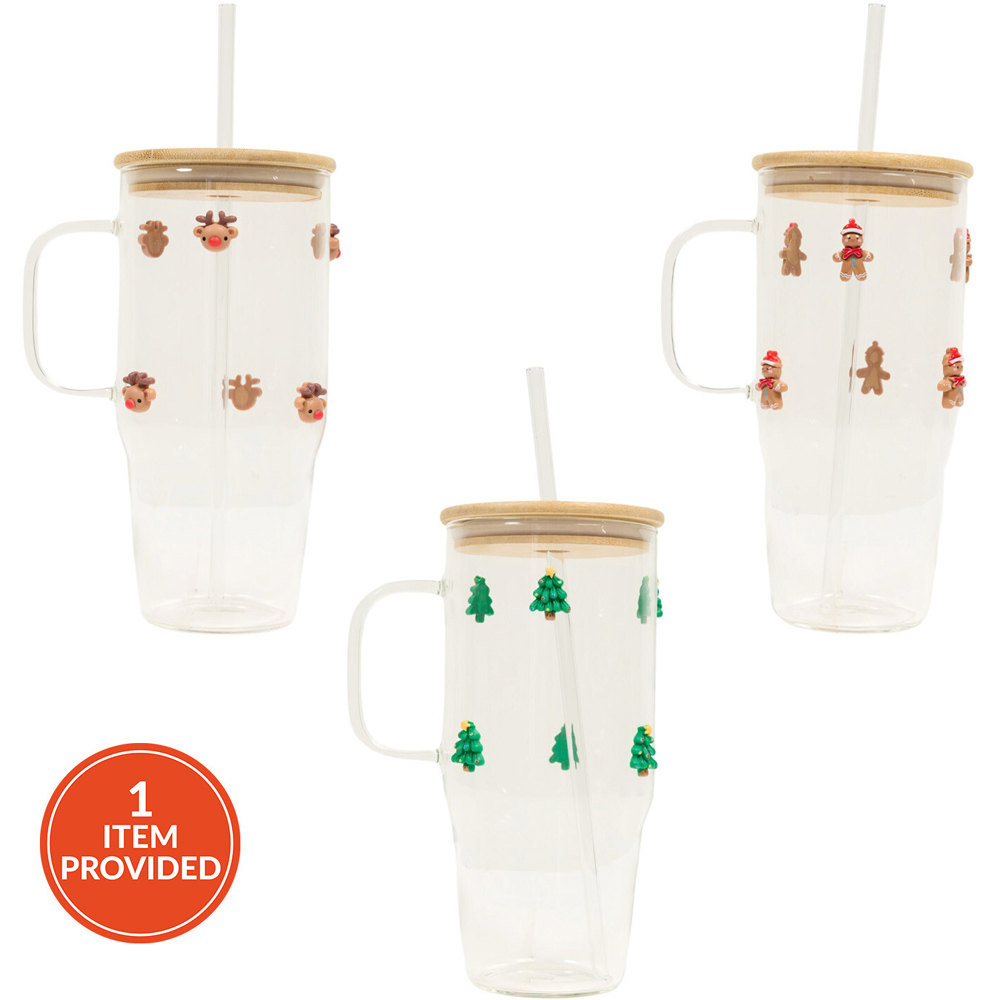 Christmas Icon Jumbo Drinking Jar with Straw Image 1