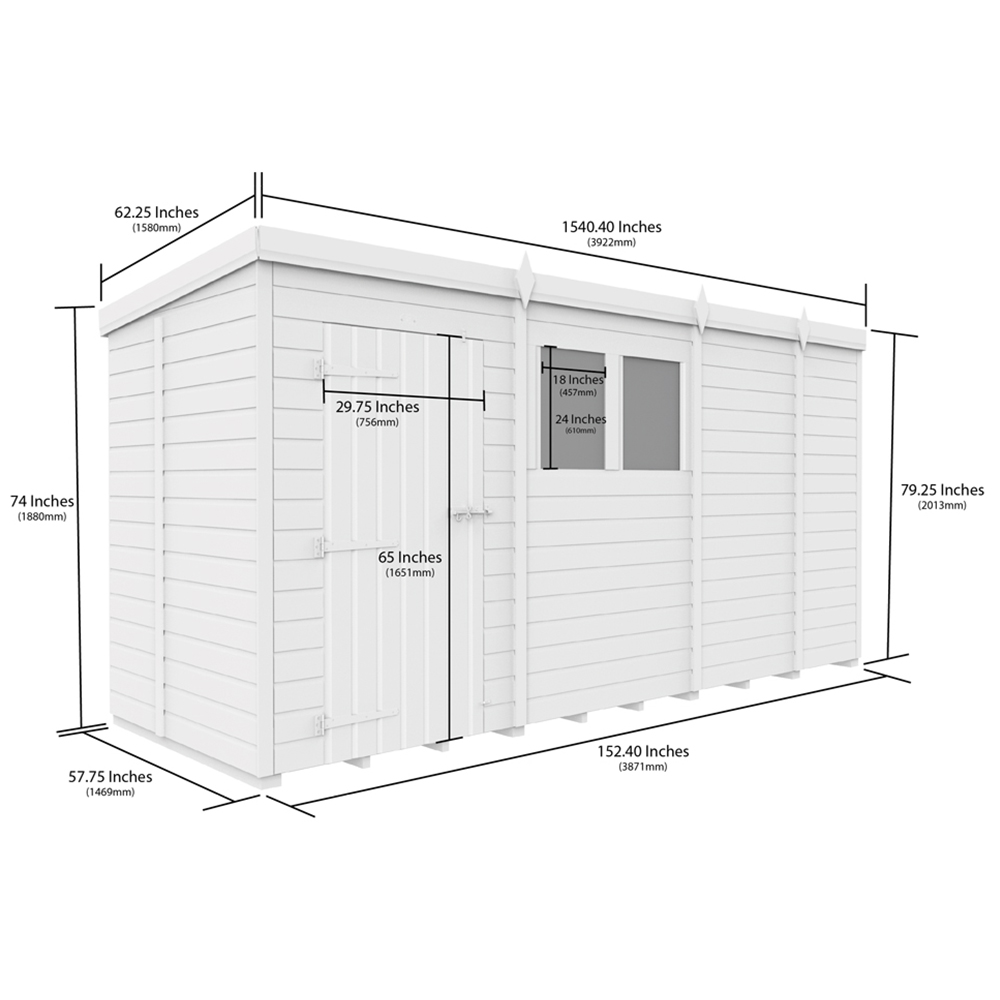 DIY Sheds 13 x 5ft Tongue and Groove Timber Pent Security Garden Shed Image 9