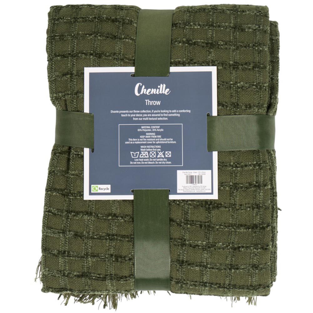 Chenille Check Throw - Emerald Image 2