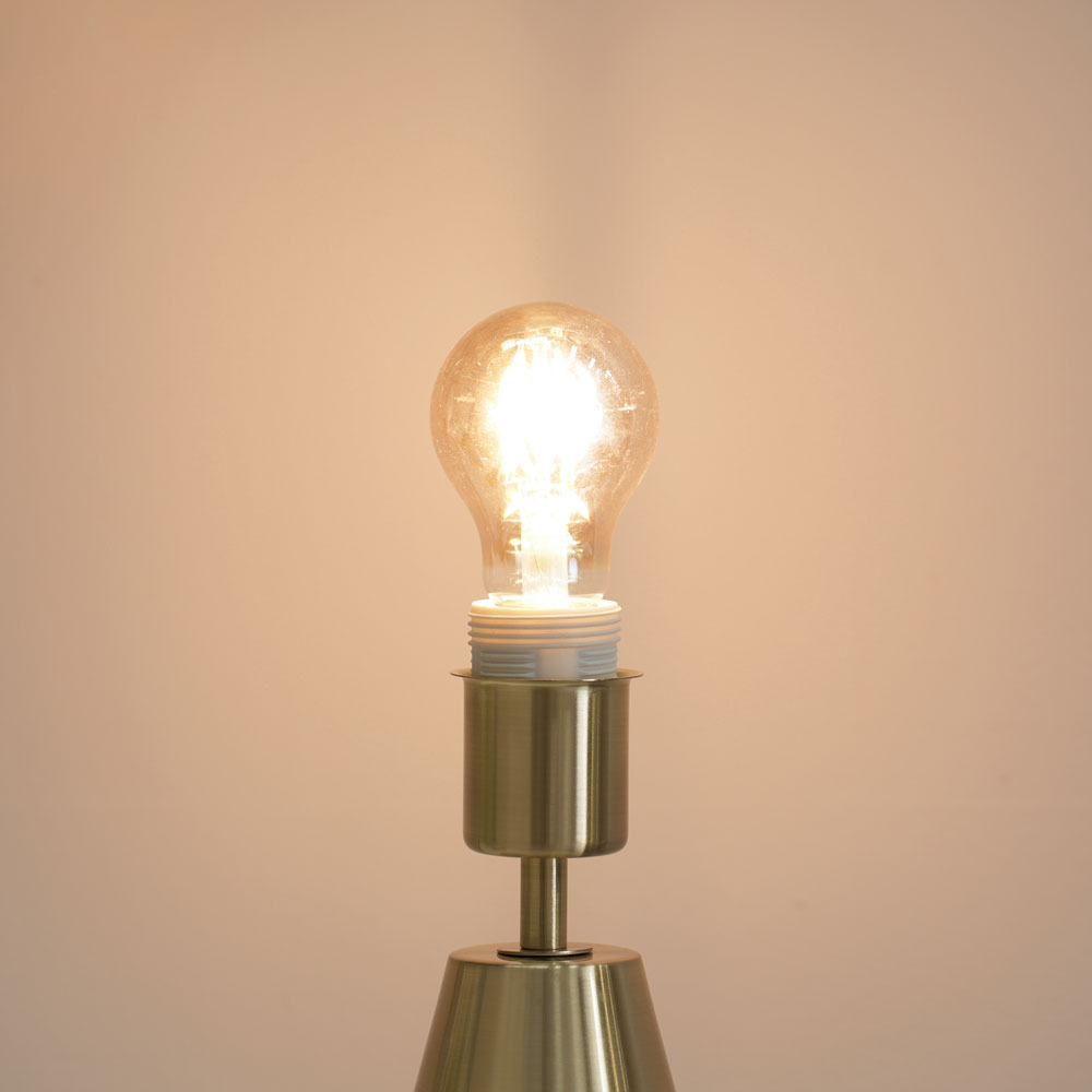 ValueLights Jax Cream Boucle Shade Antique Brass Touch LED Table Lamp Image 3