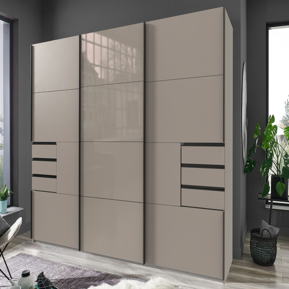 TJ'S Saigon 3-Section Grey Sliding Wardrobe Image 1
