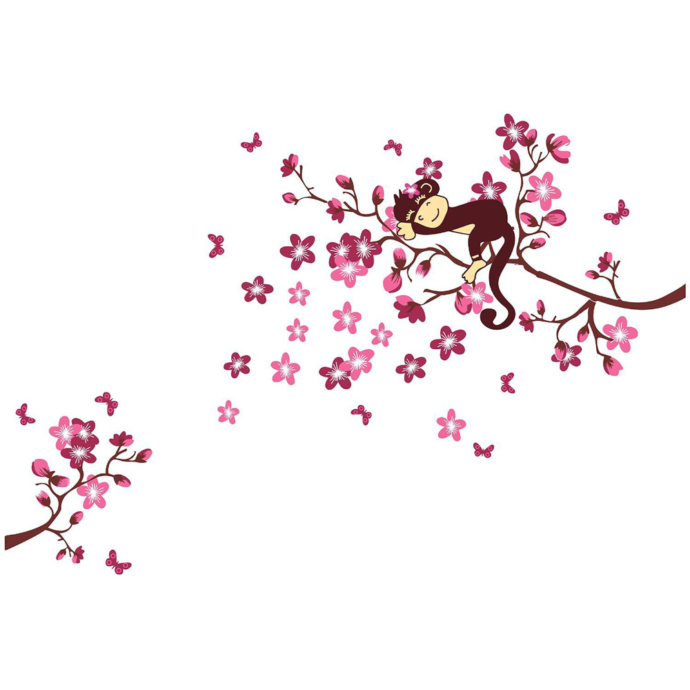 Walplus Pink Monkey Blossom Art Wall Sticker Image 5