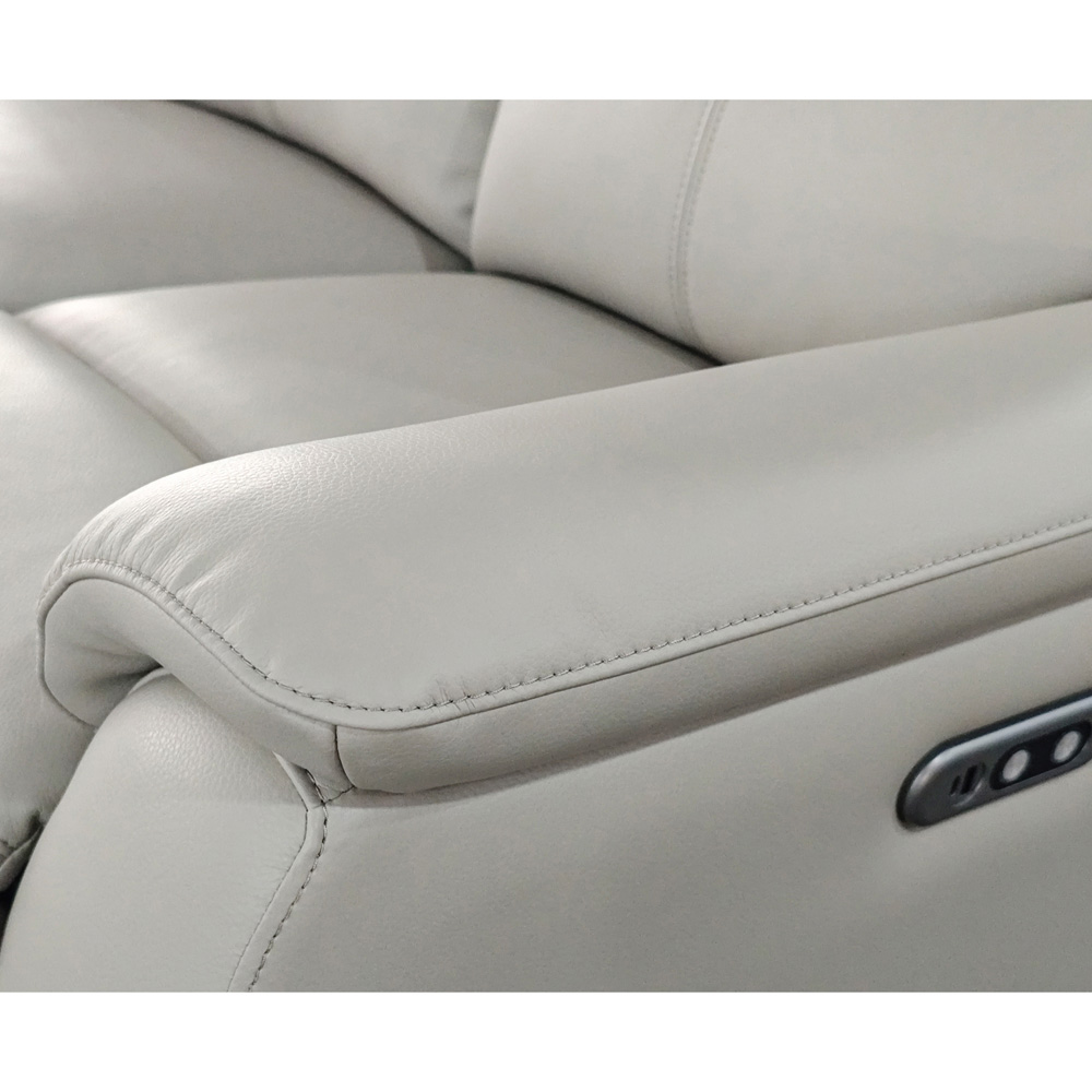 Aspire Kingsmere 6 Seater Light Grey Leather Power Recliner Sofa Suite Image 6
