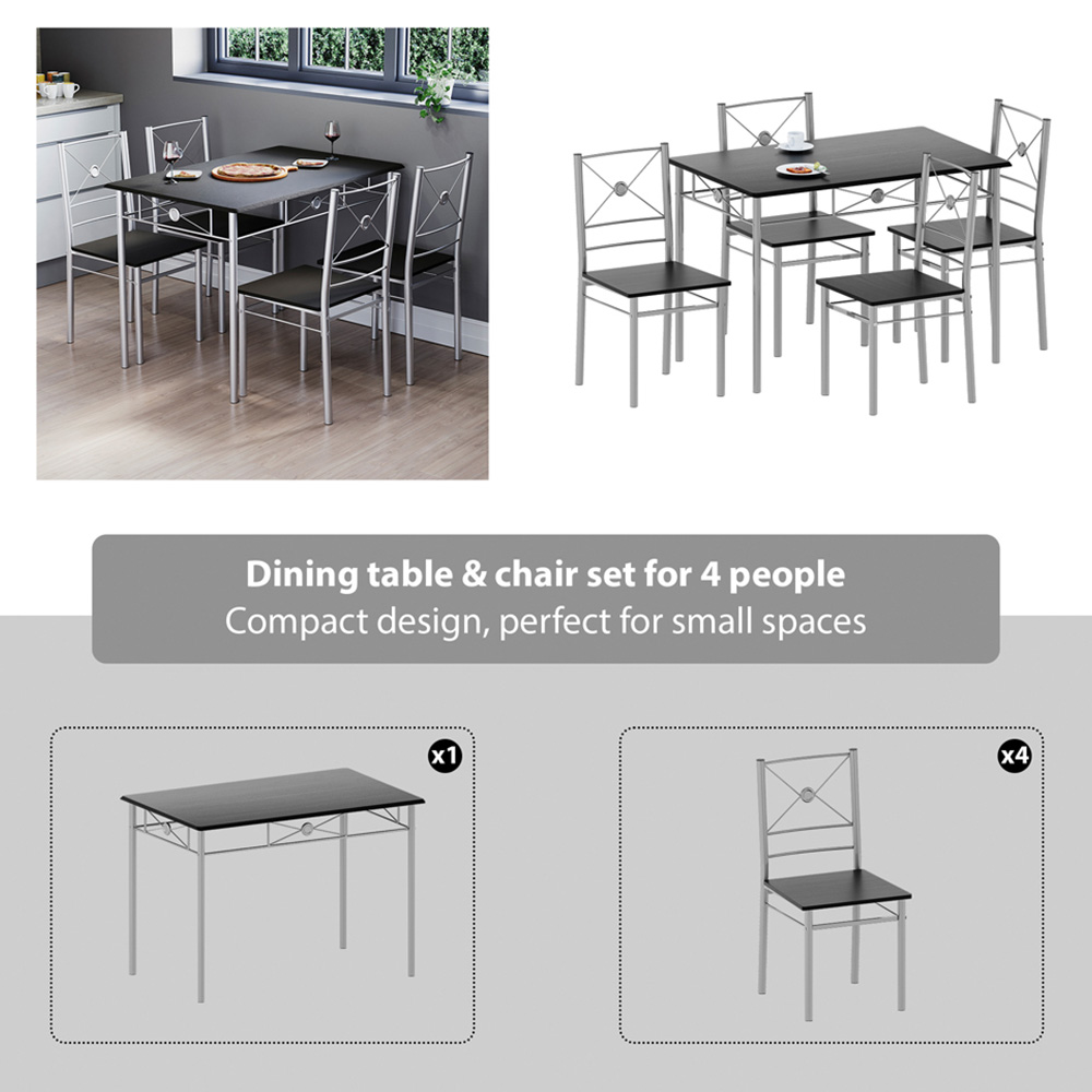 Vida Designs Roslyn 4 Seater Dining Set Black Image 5