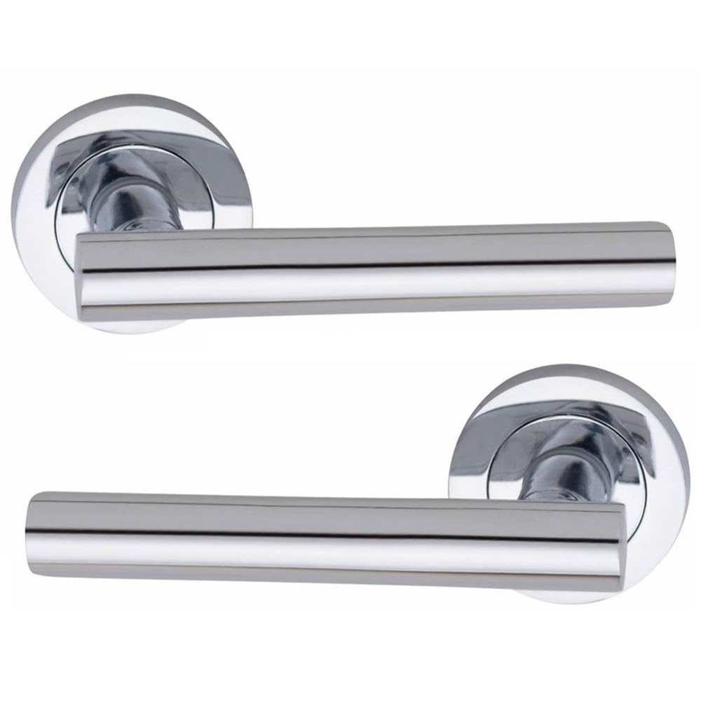 Golden Grace Polished Chrome Straight T-Bar Door Handle Pair with Spindle and Fixing 4 Pack Image 3