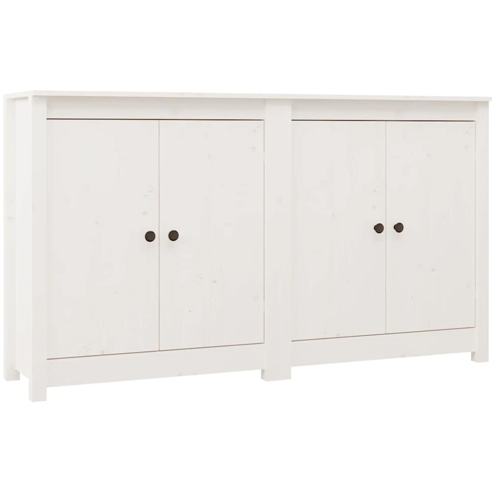 vidaXL 4 Door White Solid Pine Wood Sideboard Image 2
