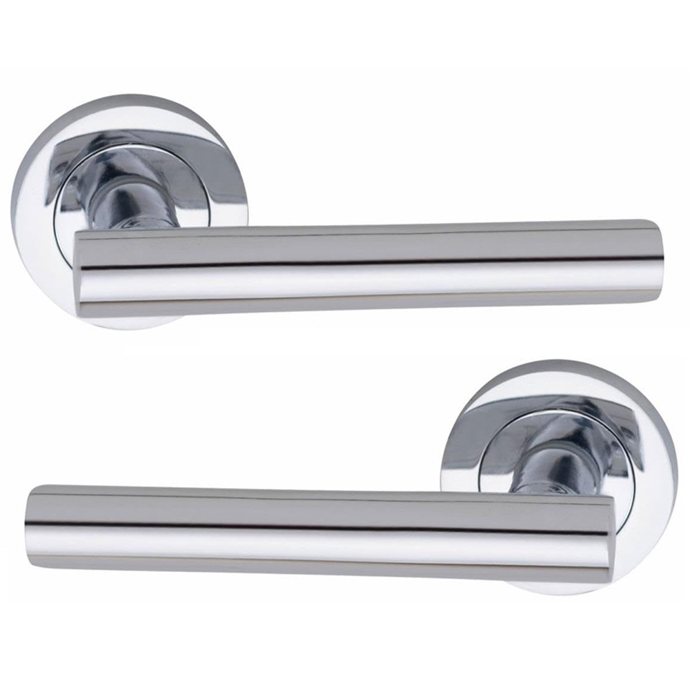 Golden Grace Polished Chrome Straight T-Bar Door Handle Pair with Spindle and Fixing 5 Pack Image 3