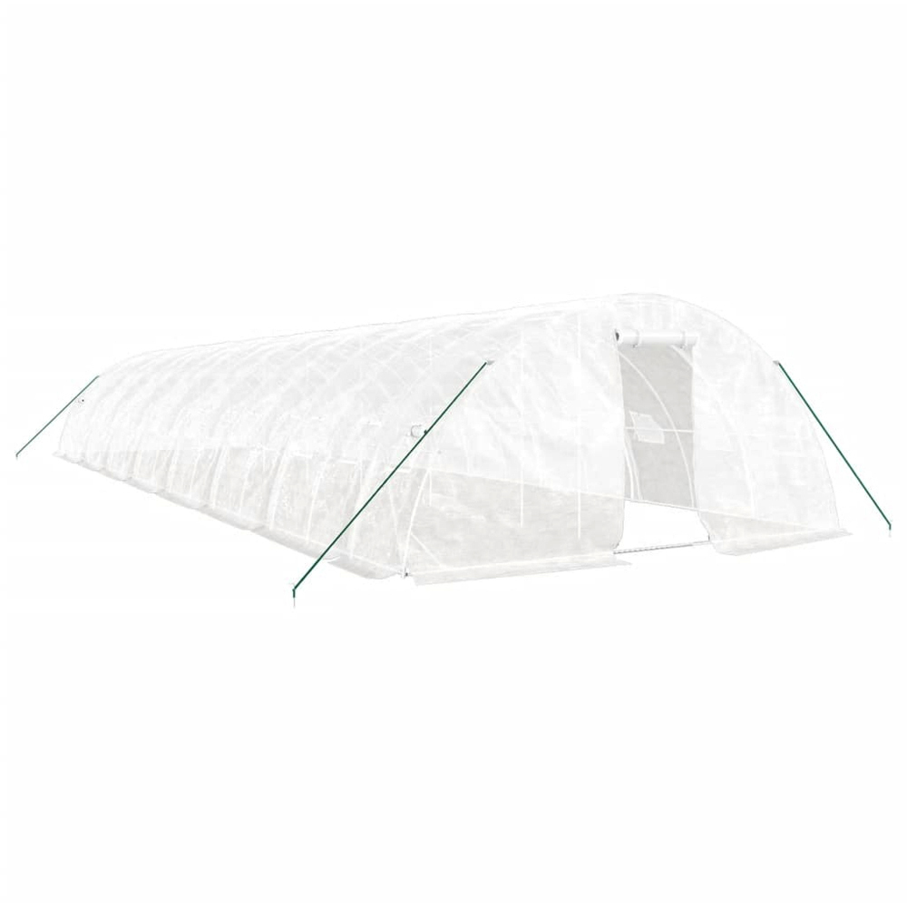 vidaXL White Polyethylene Galvanised Steel Frame 52.4 x 16.4ft Greenhouse Image 1
