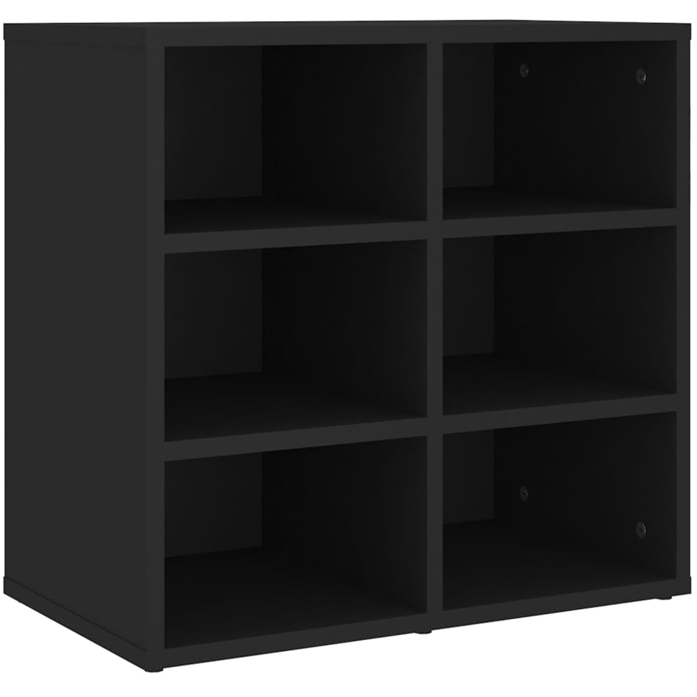 vidaXL 6 Open Shelf Black Shoe Storage Cabinet Image 2