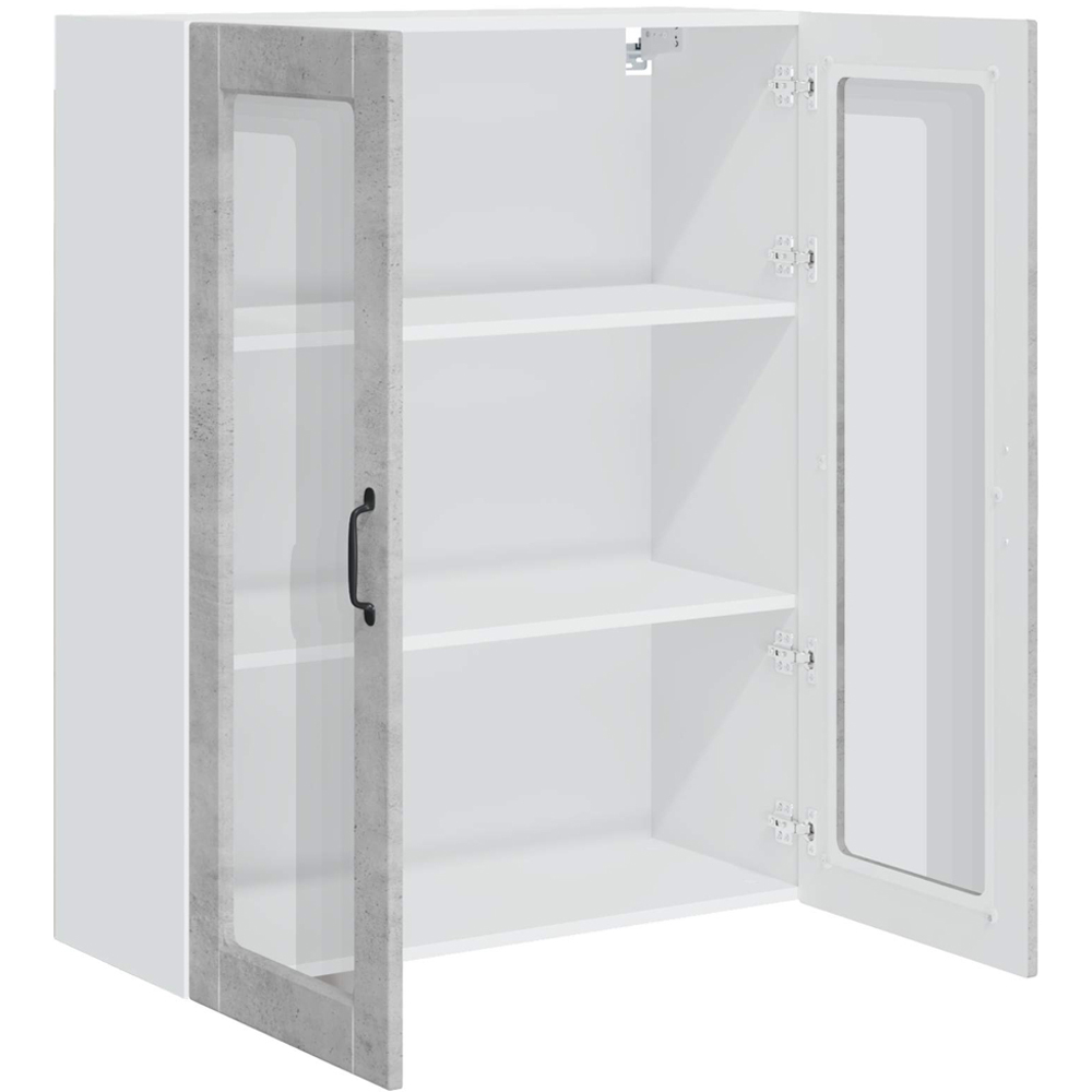 vidaXL 2 Glass Door Concrete Grey Kitchen Wall Cabinet Image 5