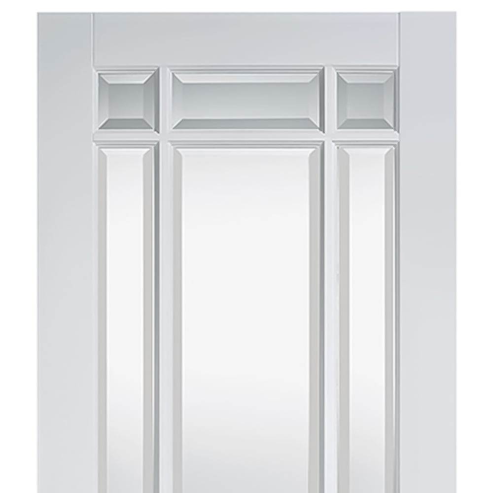 LPD Doors Manhattan White 9L Clear Bevelled Glass Primed Internal Door 1981 x 686mm Image 2