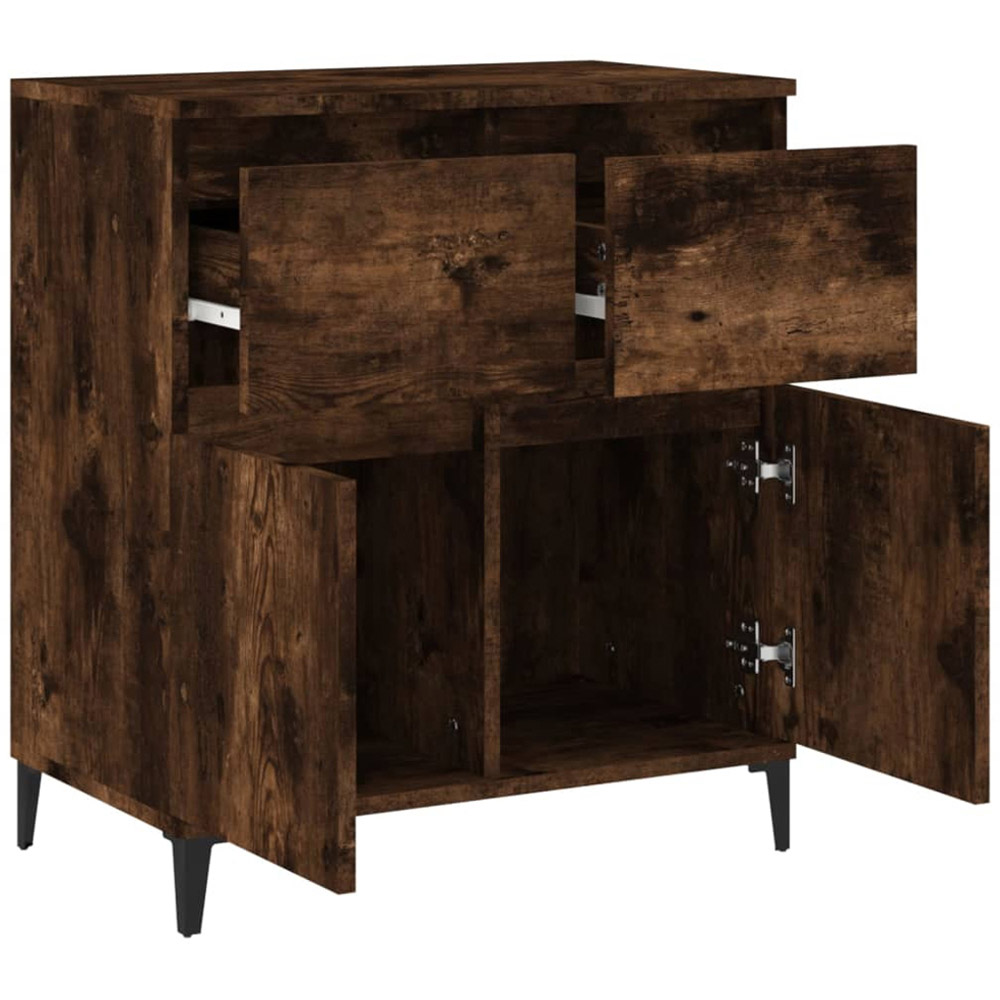 vidaXL 2 Door 2 Drawer Smoked Oak Small Sideboard Image 6