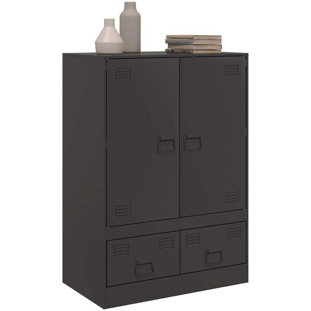 vidaXL 2 Door 2 Drawer Black Steel Highboard Image 4