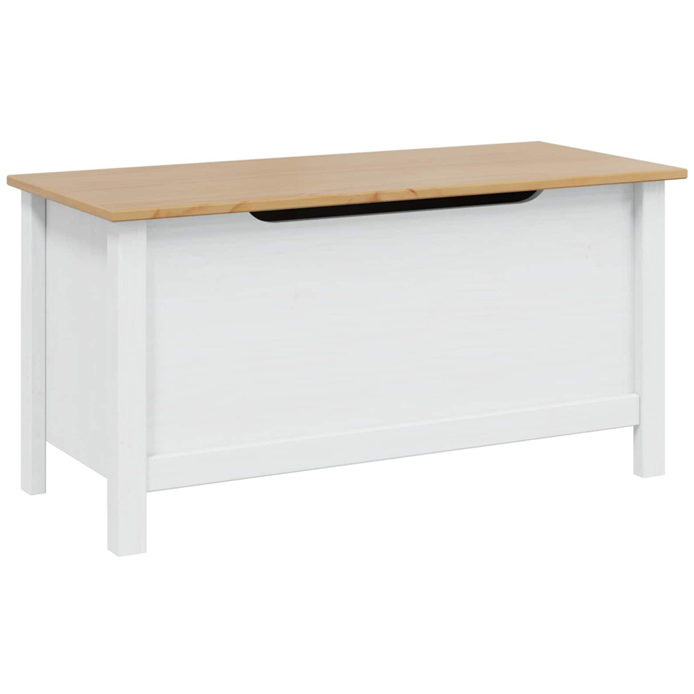 vidaXL White and Honey Brown Storage Box with Lift Top Lid Image 2