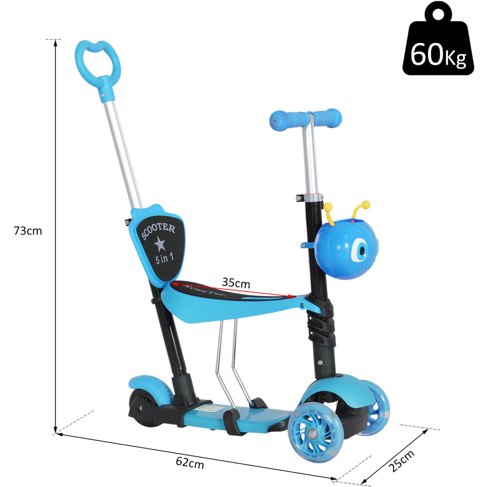Tommy Toys 5 in 1 Blue Kids Kick Scooter Image 5