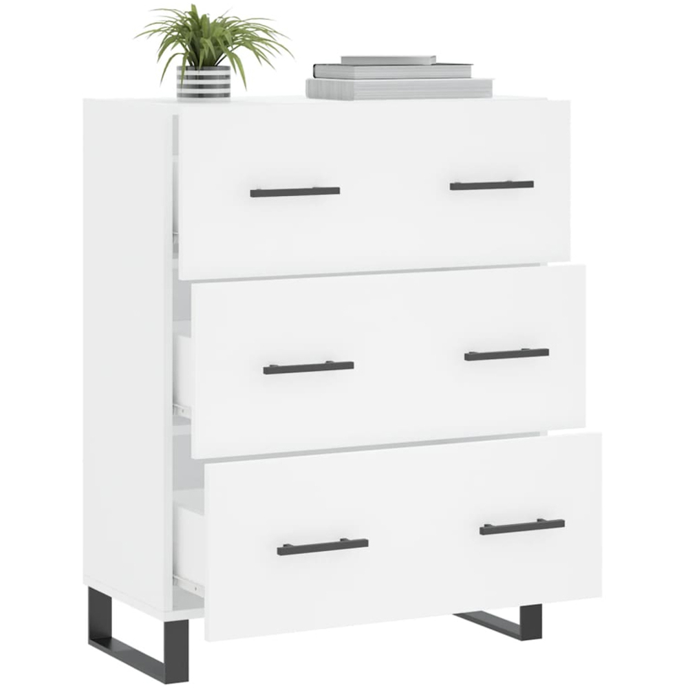 vidaXL 3 Drawer White Sideboard Image 4