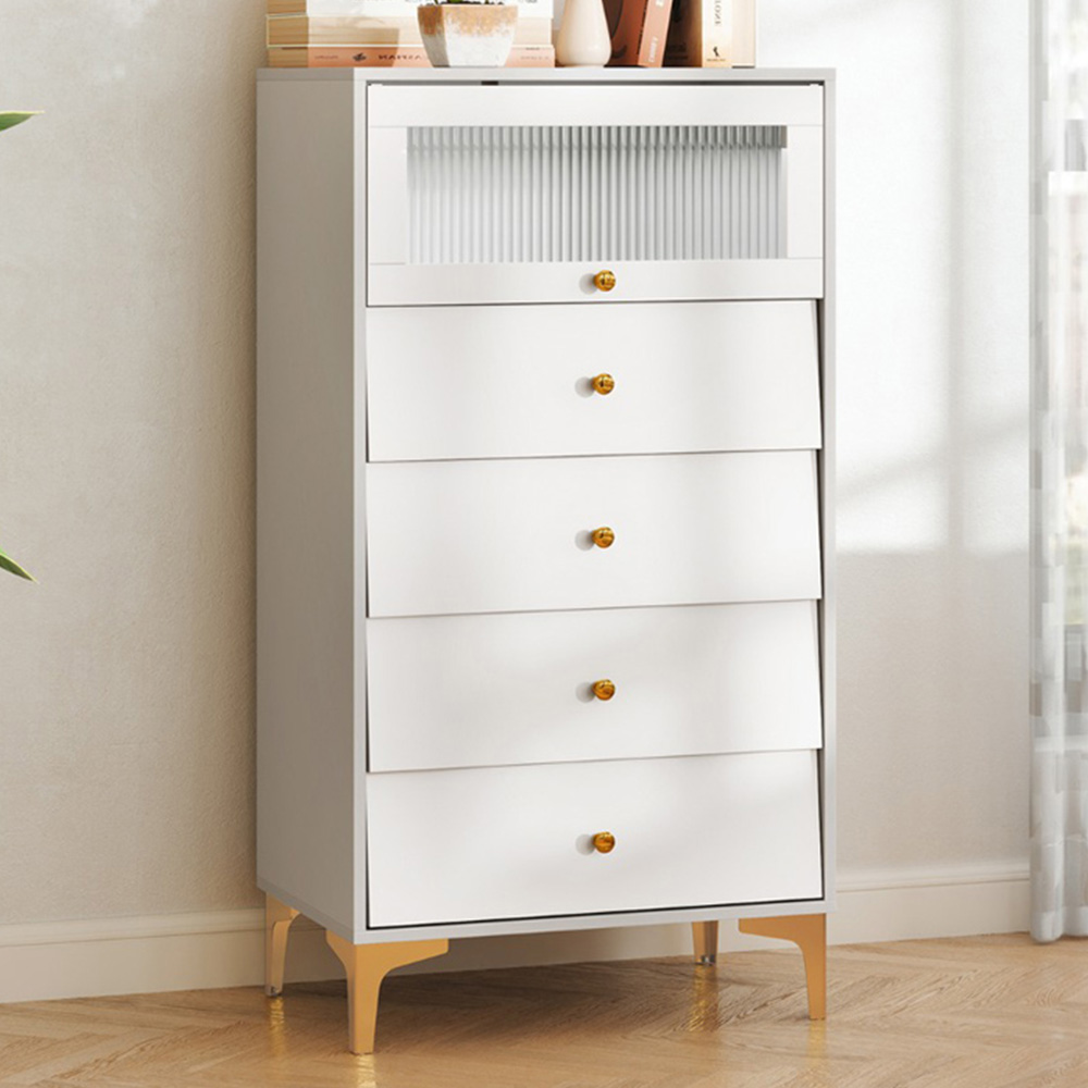 Costway 4 Drawer Single Door 3/4 Drawer Dresser Cabinet Image 1