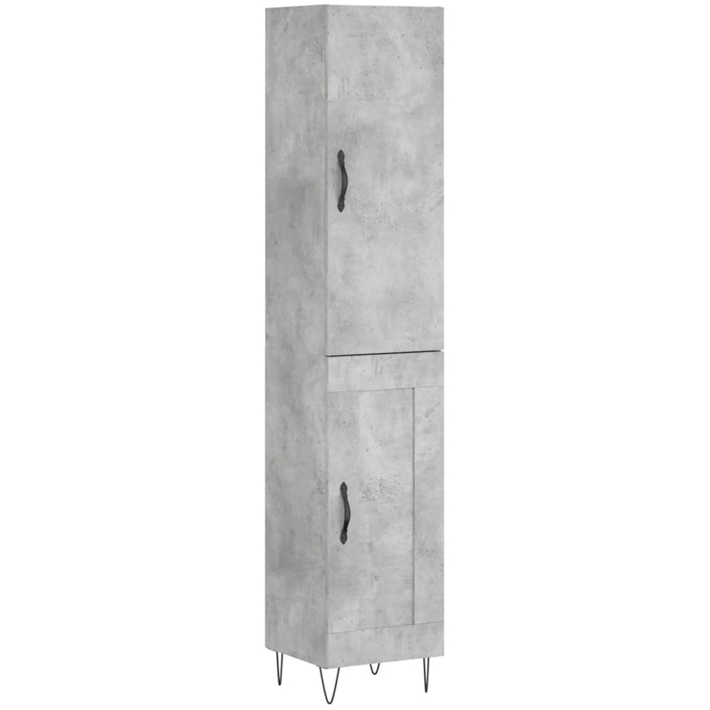 vidaXL 2 Door Concrete Grey Tall Highboard with Metal Legs Image 2