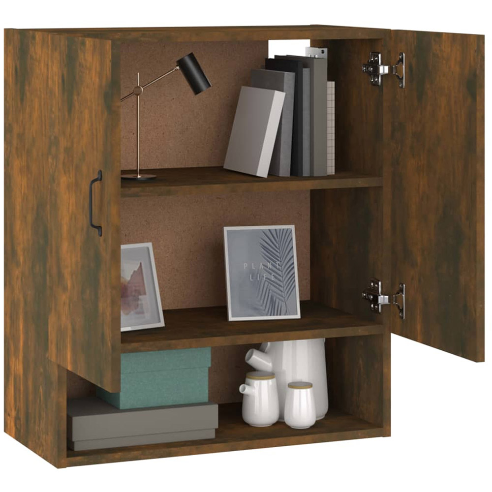 vidaXL 2 Door Single Shelf Smoked Oak Wall Cabinet Image 4