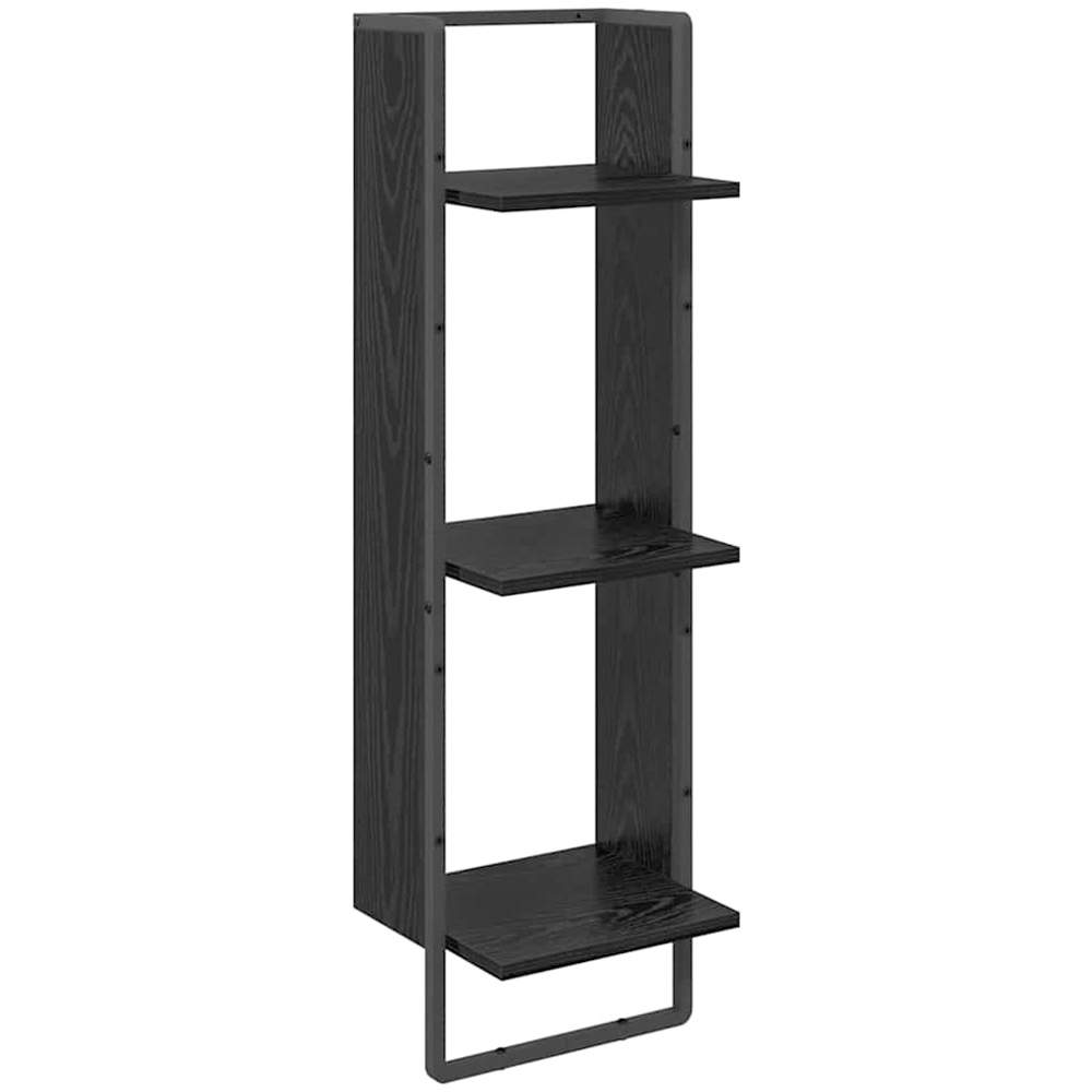 vidaXL 9 Shelf Black Oak Wall Shelf Set of 6 Image 7