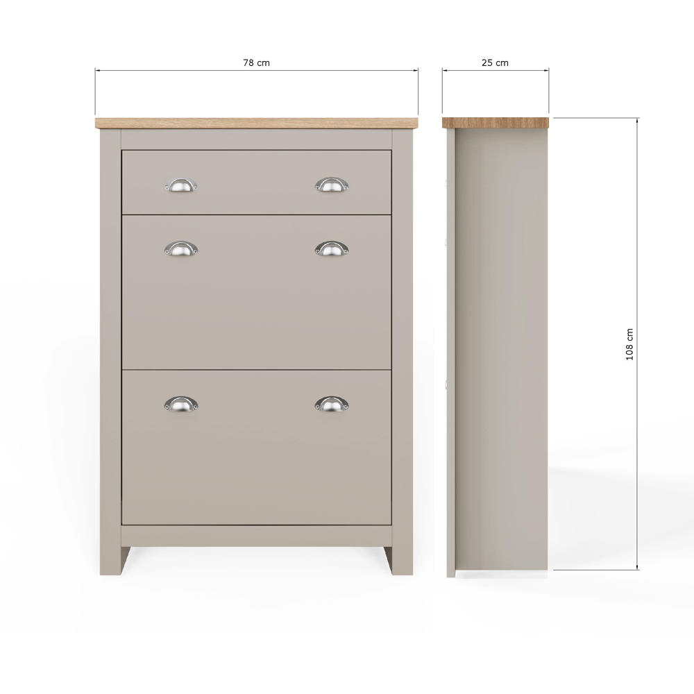 GFW Lancaster Grey 2 Door 1 Drawer Shoe Cabinet Image 9