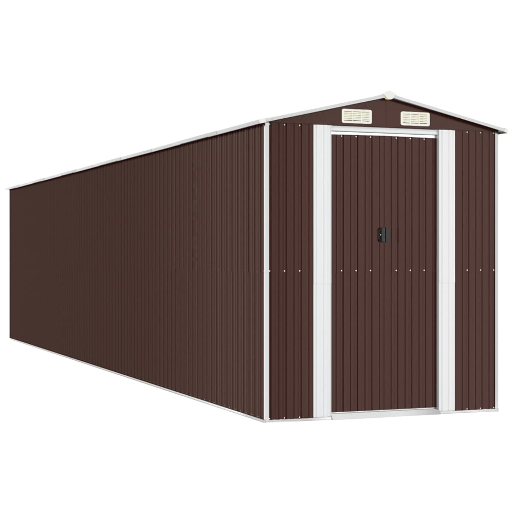 vidaXL 6.3 x 30.7ft Brown Galvanised Steel Garden Shed Image