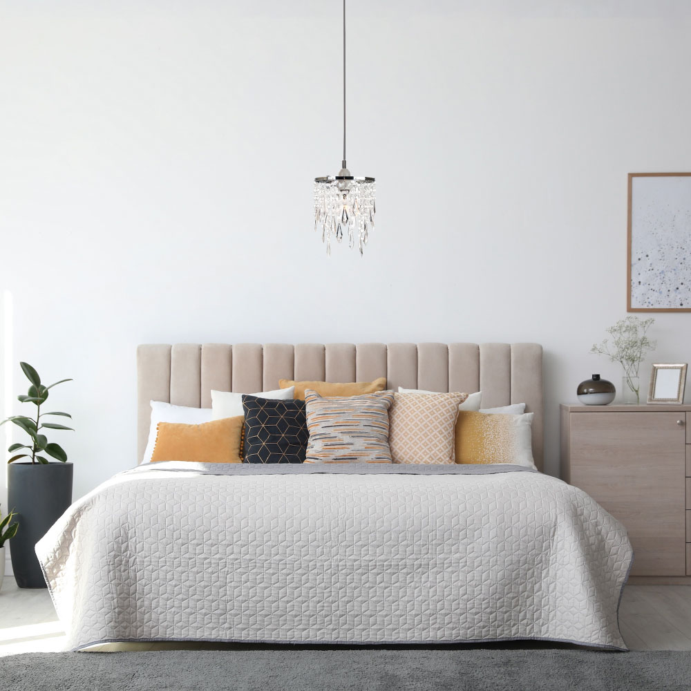 Happy Homewares Modern Waterfall Design Clear Acrylic Droplets and Beads Pendant Shade Image 2