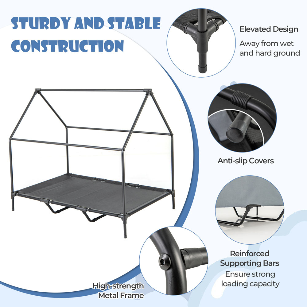 Costway Large Elevated Dog House with Ventilated Windows 132cm Image 8