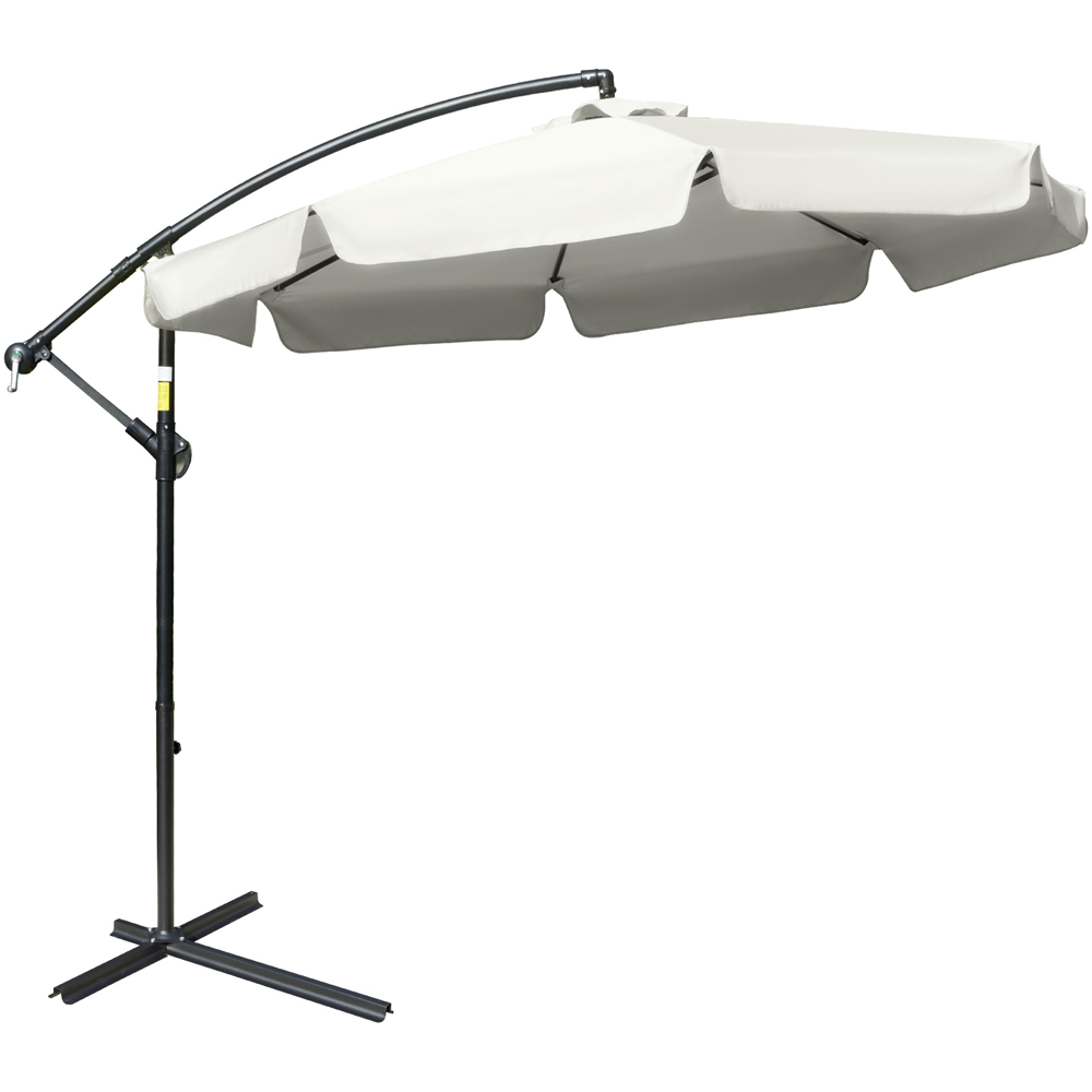 Outsunny Cream White Cantilever Parasol with Cross Base 2.7m Image 1