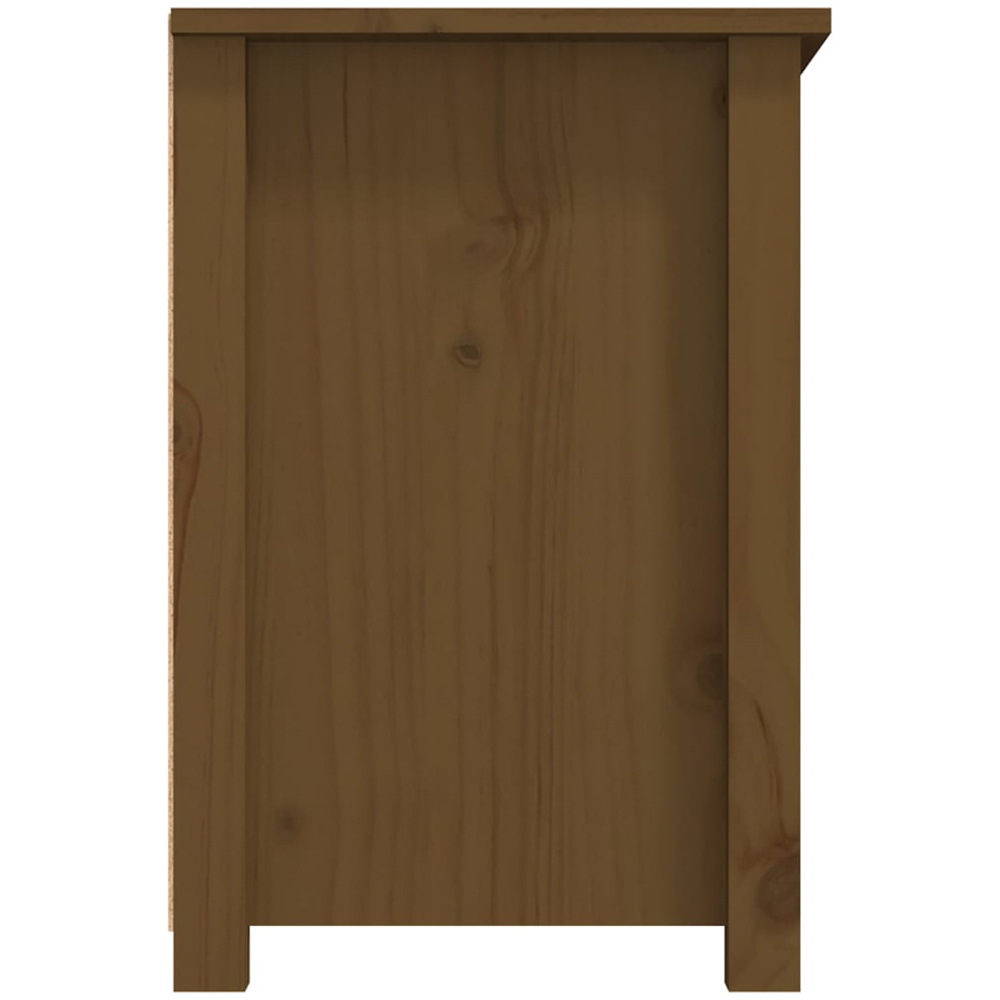 vidaXL 2 Drawer Single Shelf Honey Brown Solid Pine Wood TV Cabinet Image 8