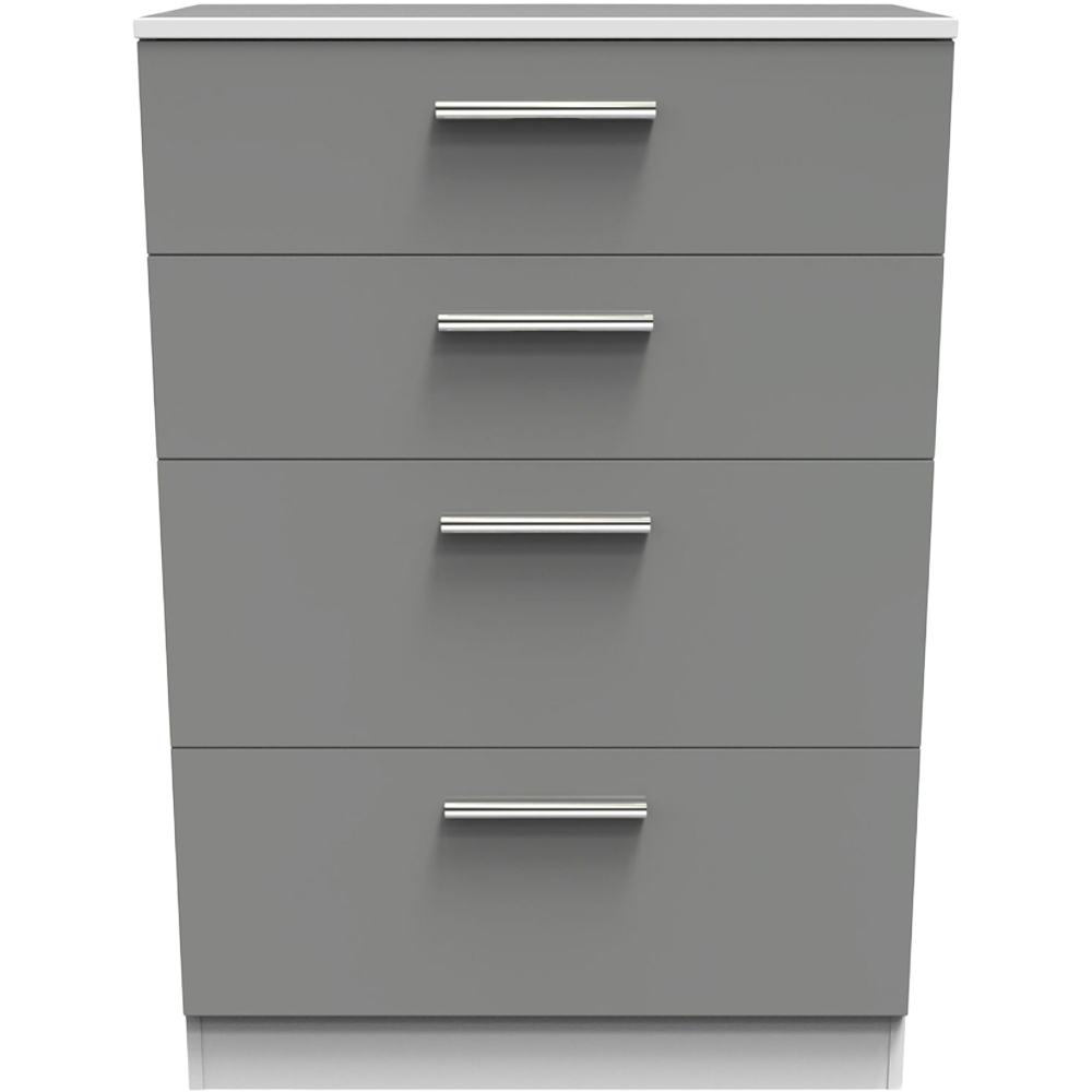 Crowndale Contrast 4 Drawer Dusk Grey and White Deep Chest of Drawers Ready Assembled Image 6
