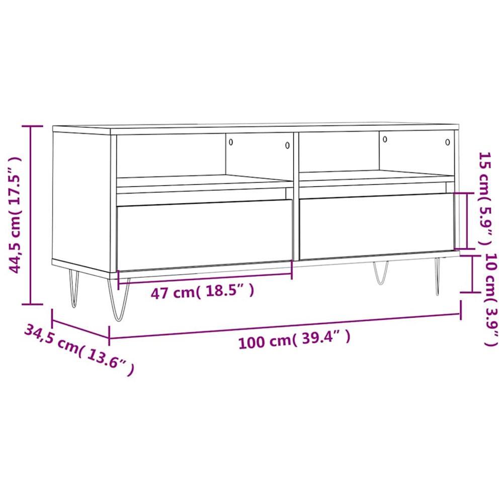 vidaXL 2 Drawer 2 Shelf Smoked Oak TV Cabinet Image 9